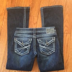 Silver Jeans Pioneer Low-Rise Boot Cut Embroidered Flap Pockets Jeans size 24